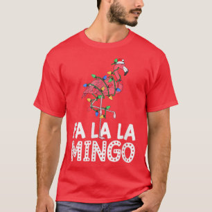 Flamingo Santa Hat-kerstboomverlichting Tropisch T-shirt