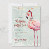 Flamingo Santa Hat Kerstfeest Uitnodiging