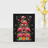 Flamingo Santa Hat Kerstverlichting Kerstboom Anim Kaart (Gele Bloem)