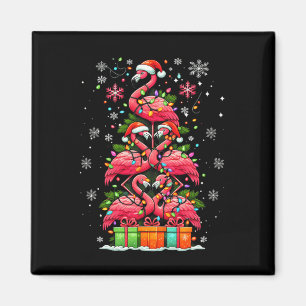 Flamingo Santa Hat Kerstverlichting Kerstboom Anim Magneet