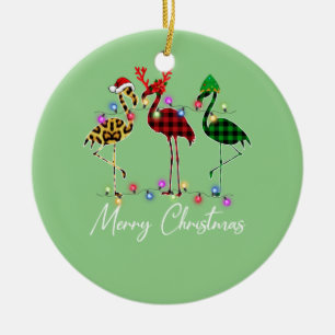 Flamingo Santa Hat Reindeer Buffalo Play Flamingo Keramisch Ornament