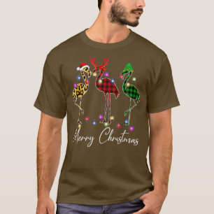 Flamingo Santa Hat Reindeer Buffalo Play Flamingo T-shirt