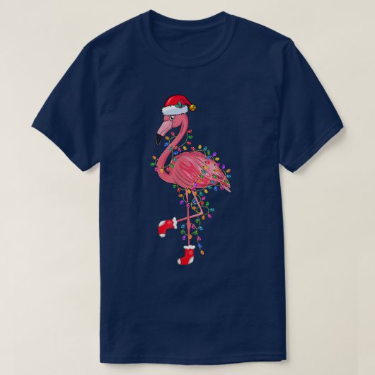 Flamingo Santa Hat Xmas Lichten Flamingo Lover Chr T-shirt (Design voorkant)