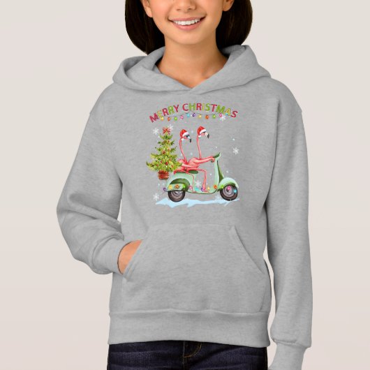 Flamingo Santa Hat Xmas Light Motobike Kerstmis (Voorkant)