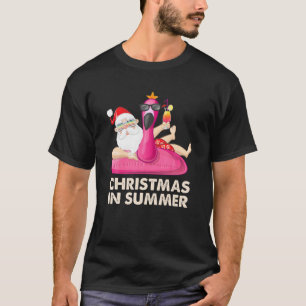 Flamingo Santa Hawaii Sunbril Kerstmis op Summ T-shirt