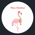 Flamingo Santa Hoed Merry Christmas Classic Ronde  Ronde Sticker<br><div class="desc">Merry Kerstroze Flamingo Santa Hat Classic Round Sticker</div>
