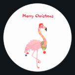 Flamingo Santa Hoed Merry Christmas Classic Ronde  Sticker<br><div class="desc">Merry Kerstroze Flamingo Santa Hat Classic Round Sticker</div>