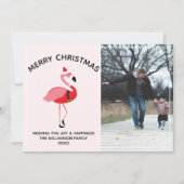 Flamingo Santa-kerstfoto Feestdagenkaart (Voorkant)