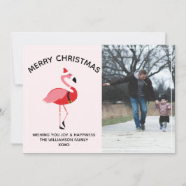Flamingo Santa-kerstfoto Feestdagenkaart