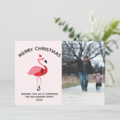 Flamingo Santa-kerstfoto Feestdagenkaart (Staand voorkant)
