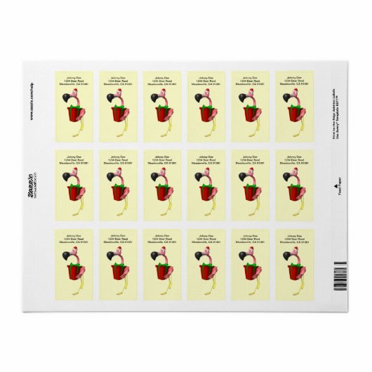 Flamingo Santa Kerstlabel Etiket (Full Sheet)