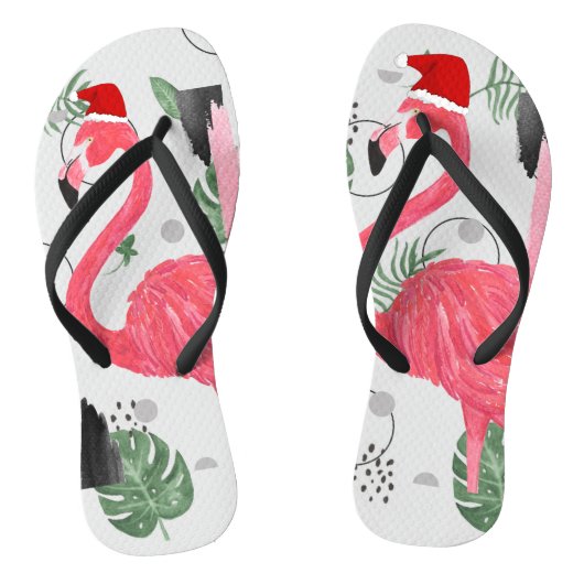 Flamingo Santa, Kerstmis in juli, Santa Hat Teenslippers (Voetbed)