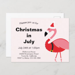 Flamingo Santa Kerstmis in juli Uitnodiging Briefkaart