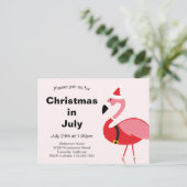 Flamingo Santa Kerstmis in juli Uitnodiging Briefkaart (Staand voorkant)