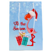 Flamingo Santa Kerstmis Medium Cadeauzakje (Achterkant)