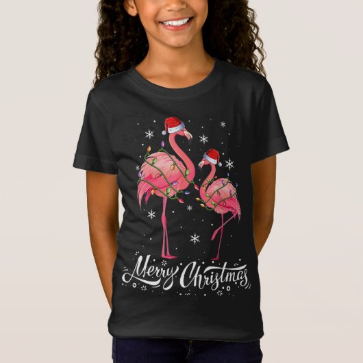 Flamingo Santa Light-kerstSweater Flamingo Ch T-shirt (Voorkant)