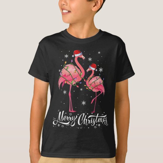 Flamingo Santa Light-kerstSweater Flamingo Ch T-shirt (Voorkant)