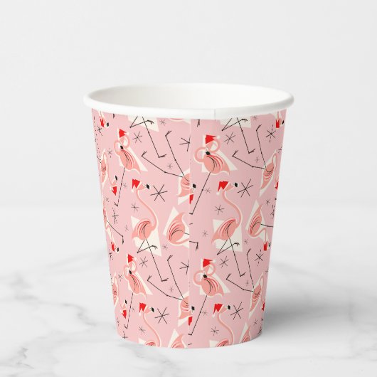 Flamingo Santa Multi Roze Papieren Bekers (Rechts)