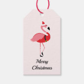 Flamingo Santa Pink Holiday Merry Kerstmis Cadeaulabel (Voorkant)