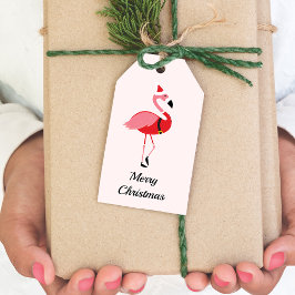 Flamingo Santa Pink Holiday Merry Kerstmis Cadeaulabel