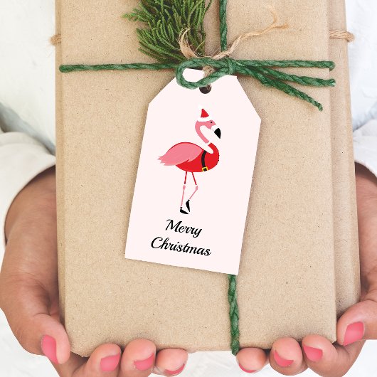 Flamingo Santa Pink Holiday Merry Kerstmis Cadeaulabel