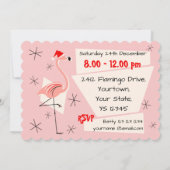 Flamingo Santa Pink horizontaal gescallopeerd Kaart (Achterkant)