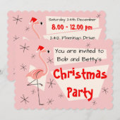 Flamingo Santa Pink horizontaal gescallopeerd Kaart (Voorkant / Achterkant)