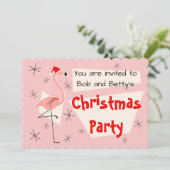 Flamingo Santa Pink horizontaal gescallopeerd Kaart (Staand voorkant)