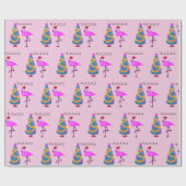 Flamingo Santa Pink kerstinpakpapier Cadeaupapier (Vlak)