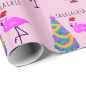 Flamingo Santa Pink kerstinpakpapier Cadeaupapier (Rol Hoek)