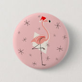 Flamingo Santa Pink-knop rond Ronde Button 5,7 Cm (Voorkant)