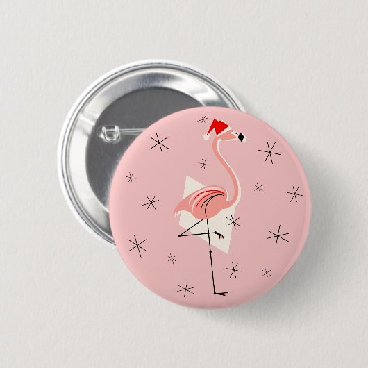 Flamingo Santa Pink-knop rond Ronde Button 5,7 Cm (Voorkant /achterkant)
