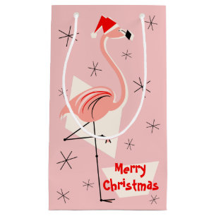 Flamingo Santa Pink Merry kerst klein Cadeauzakje
