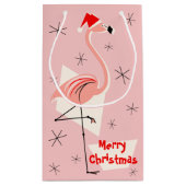 Flamingo Santa Pink Merry kerst klein Klein Cadeauzakje (Achterkant)
