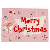 Flamingo Santa Pink Merry kerstcadeau tas Large Cadeautasje (Achterkant)