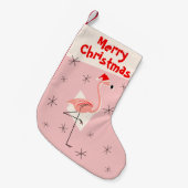 Flamingo Santa Pink Merry Kerstmis eenzijdig Kleine Kerstsok (Voorkant (Hangend))
