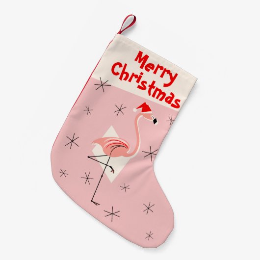 Flamingo Santa Pink Merry Kerstmis eenzijdig Kleine Kerstsok (Voorkant (Hangend))