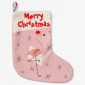 Flamingo Santa Pink Merry Kerstmis eenzijdig Kleine Kerstsok (Voorkant)