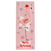 Flamingo Santa Pink Merry kerstwijn Wijn Cadeautas (Achterkant)