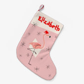Flamingo Santa Pink Naam met eenzijdig opschrift Kleine Kerstsok (Voorkant (Hangend))