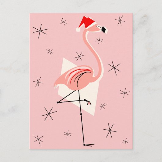 Flamingo Santa Pink-portret Feestdagenkaart (Voorkant)