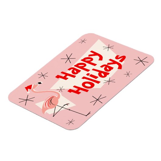 Flamingo Santa Pink Prettige feestdagen flexibel Magneet (Linkerzijde)