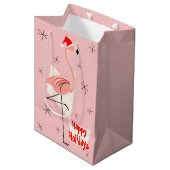 Flamingo Santa Pink Prettige feestdagen medium Cadeauzakje (Voorkant Gekanteld)
