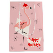 Flamingo Santa Pink Prettige feestdagen medium Cadeauzakje (Achterkant)