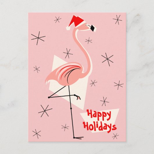 Flamingo Santa Pink Prettige feestdagen portret (Voorkant)