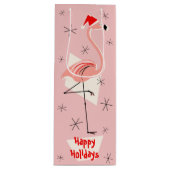 Flamingo Santa Pink Prettige feestdagen Wijn Cadeautas (Voorkant)