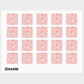 Flamingo Santa Pink sticker vierkant (Vel)