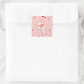 Flamingo Santa Pink sticker vierkant (Tas)