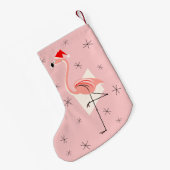 Flamingo Santa Pink stocking Kleine Kerstsok (Achterkant (Hangend))