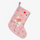 Flamingo Santa Pink stocking Kleine Kerstsok (Voorkant (Hangend))